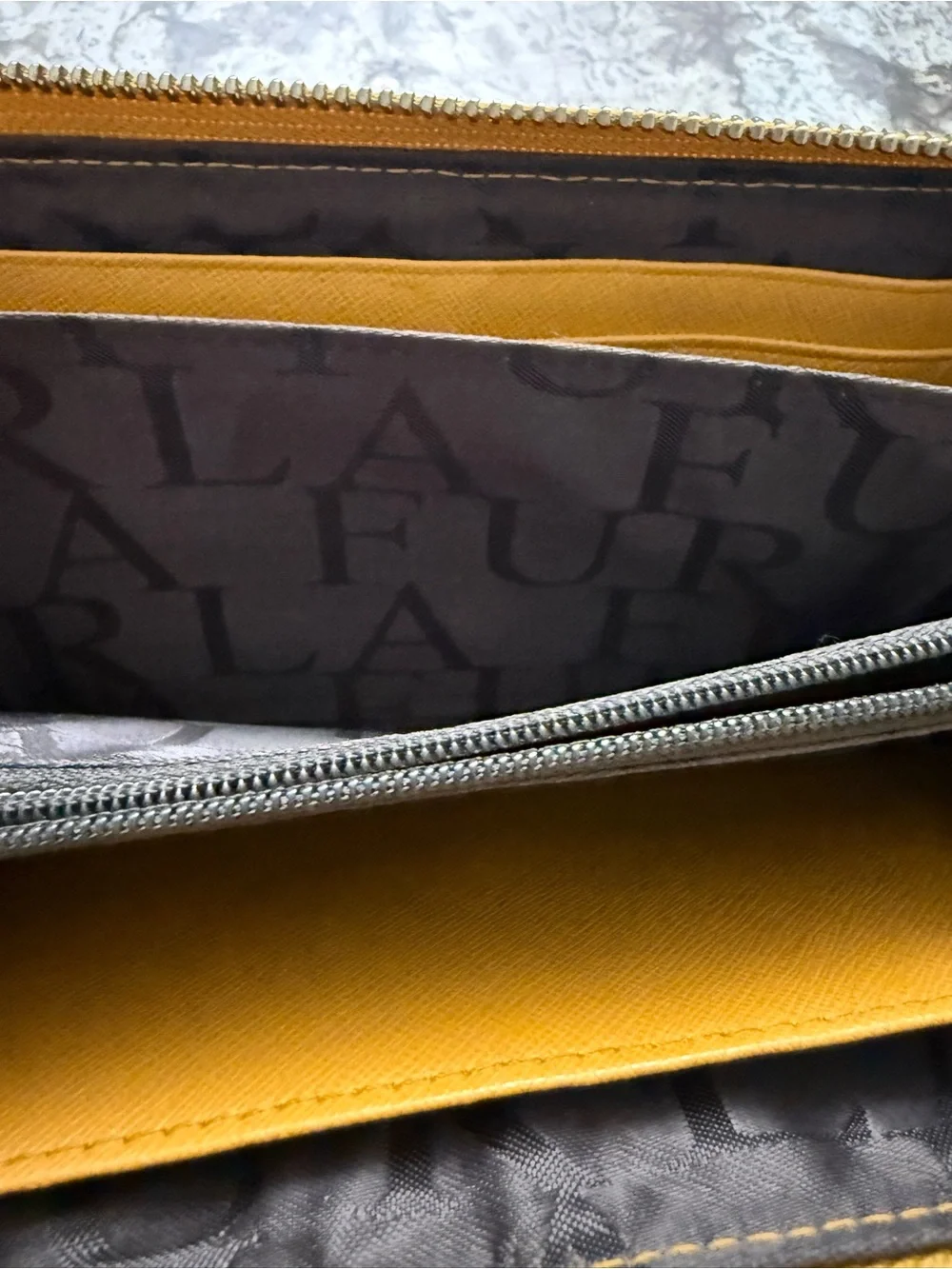 Furla Mustard Yellow Leather long Zip Wallet